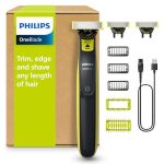 Philips OneBlade 360 Authentiek Face & Body Elektrische Baardtrimmer, Scheerapparaat en Body Groomer, 3x 360 mesjes, 3x Stoppelkam (1,3,5mm), 1x Body Kit, QP2824/31