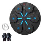 Kamanan Smart Music Boksmachine, bluetooth, intelligente elektronische wandmontage, muziek, boksentrainingsapparaat voor kinderen en volwassenen, led-muziek, boksmachine met bokshandschoenen (zwart)