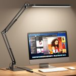 SKYLEO LED Bureaulamp met Slanke Voet - Verstelbare Zwenkarm, Dimbaar, Timer, Oogbescherming, Geheugenfunctie, 1300 lm, 12W Desk Lamp, Zwart