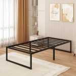Yicensen Bedframe 90x200 cm - 46 cm Hoogte met Opbergruimte Onder het Bed, Metalen Eenpersoonsbedframe met Zware Metalen Latten voor Stabiele Ondersteuning, Eenvoudige Montage, Geruisloos, Zwart