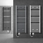 ECD Germany Badkamerverwarmer elektrisch met verwarmingsstang 600W - 600 x 800 mm - antraciet - recht met zijaansluiting - radiator verwarming handdoekdroger handdoekendroger radiator