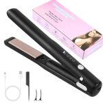 Alaoo Cordless Hair Straightener, 2 in 1 Cordless Women Hair Straighteners & Curle, 4 Temp Settings Straightener, Rechargeable Travel Straightener, Professional Salon at home for All Hair Type, Black