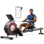 Beste roeimachine Merach Roeitoestel voor Thuis, Magnetisch Roeitoestel met 16 Weerstandsniveaus, Upgrade naar Dubbele Glijdende Rails, Maximale Belastbaarheid van 350 kg, Verticale Opslag, Ruimtebesparing