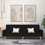 IBUQDDV Slaapbank, 2-zits, zwart, stof, bedbank, logeerbed, bankbed met 2 aparte rugleuningen, voor woonkamer en kantoor, ademend, duurzaam, comfortabel