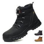 Beste waterdichte werkschoenen COOU Veiligheidsschoenen Heren Waterdichte Werkschoenen Dames Lichtgewicht Veiligheidslaarzen met Stalen Neus Antislip Beschermende Schoenen Zwart 37