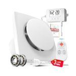 SBONNI 3-traps 100 mm Badkamerventilator met vocht- en Temperatuursensor, Timer, Afstandsbediening, Realtime Weergave van Vochtigheid en Temperatuur, Krachtige en Stille Afzuigventilator P109