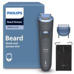 Beste baardtrimmer mannen Philips Baardtrimmer 3000-serie – Zelfslijpende Mesjes met Afgeronde Uiteinden, 20 Vergr. Lengtestanden, Lift&Trim-kam, 100% Waterdicht, Batterij-indicator, USB-oplaadbaar, Draagtasje, Model BT3619/15