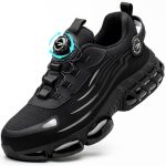 Veiligheidsschoenen, werkschoenen voor dames en heren, stalen neus, sportief, licht, trends, anti-smash en anti-punctuur, uniseks veiligheidsschoenen, Zwart 43 EU