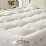BEDLORE Matrastopper 160 x 200 cm, gewatteerd, 2-persoonsmatras van bamboe-viscose, ademend en wollig, grote overtrek, rekbaar tot 40 cm, Oeko-Tex gecertificeerd, wit
