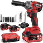 Sundpey Accu-slagschroevendraaier 650 Nm, 1/2 inch Impact Wrench met borstelloze motor, 3 snelheden, 2 x 4000 mAh batterijen, ledlicht & opbergkoffer, slagschroevendraaier voor auto en doe-het-zelvers
