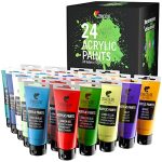 Beste acrylverf Set van 24 Acrylverven, 24 x 120 ml Buizen, 24 kleuren, Verf voor Canvas, Hout, Kunst en Ambacht, voor Volwassenen en Kinderen