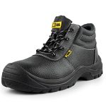 Beste werkschoenen bouw Heren Veiligheidsschoenen Werkschoenen Leer Stalen Neus Lichtgewicht Schoeisel S3 SRC Black Hammer 1400 Zwart (42 EU)