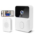 AMFUN beveiligingsvideo deurbel | Draadloze deurbelcamera met 1080p HD, 2.4GHz WiFi videodeurbel, tweerichtingsgesprek, nachtzicht, op batterijen, eenvoudige installatie, ondersteunt cloudopslag - Wit