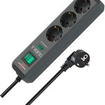 Brennenstuhl Eco-Line stekkerdoos 3-voudig met overspanningsbeveiliging (Stekkerblok met hogere contactbescherming, Schakelaar,1,5m Kabel) kleur: antraciet