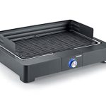 SEVERIN PG 8567 Tafelgrill met aluminium grillplaat voor binnen en buiten, elektrische grill met snelle grillstart, balkongrill zonder verbrandingsgevaar, zwart