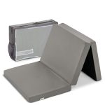 Beste matras campingbedje Hauck Sleeper, comfortabel matras voor campingbedje 120 x 60 cm, 6 cm dik, opvouwbaar matras en speelkleed, opvouwbaar in drie delen, ademend en wasbaar, inclusief draagtas - grijs