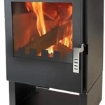 Verso 3 Houtkachel, 5 kW, 80,2% hoog rendement, compacte stalen bovenplaat (geen gietijzer), open haard met houtopslag voor 60-80 m³, Eco Low Emissies, 150 mm rookafvoer
