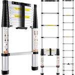 VEVOR Telescopische ladder van aluminium, uittrekbaar, hoogte max. 3,2 m, draagbaar 8,2 kg, uittrekbare ladder van aluminium, draagbaar, ruimtebesparend, maximale draagkracht 170 kg voor reparaties