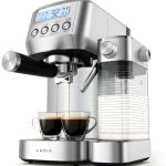 Lugia Espressomachine 20 Bar – Koffiemachine met Automatische Melkopschuimer – Cappuccino, Latte & Espresso – Pistonmachine met LED Display – RVS – Thuis Barista Koffiezetapparaat