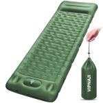 Beste matras voor heupklachten VIPNAJI Zelfopblazende campingmatras, ultralicht, opblaasbaar matras voor eenpersoonsbed met kussen, draagbaar matras voor camping, strand, wandelen, tenten, comfortabel en ruimtebesparend