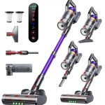 INTETURE Accustofzuiger, 600 W/50 KPa/65 min, draadloze stofzuiger met wandmonteerbaar laadstation, groen licht, automatische modus en touchscreen, anti-klitborstel, draadloze stofzuiger voor