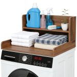 Werkblad wasmachine-droger met 2-traps plank, wasmachine-kussen, hout, waterdicht en snelle montage, Laundry Countertop voor enkele wasmachine en droger, 60 x 60 x 30 cm (walnoot)