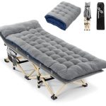 Sportneer Veldbed, opklapbed met kussen, 188 x 71 cm, campingbed, tot 204 kg, inklapbaar, XXL, met opvouwbaar matras, voor volwassenen, indoor, outdoor, tuin, camping, reizen (grijs + grijs)