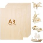 7 stuks A3 multiplexplaat, 3 mm, 42 x 30 cm, houten plaat, lindehout, om te knutselen, dun voor schilderen, brandschilderen, lasersnijden, knutselwerk