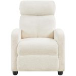 Beste relaxfauteuil Yaheetech Relaxstoel televisiestoel enkele bank ruststoel met verstelbare beensteun ligstoel Boucle-weefsel van polyester ivoor