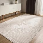benuta Basic Vloerkleed woonkamer room Claire - Crème 140x200 cm - Rug minimalistisch geometrisch retro kleed - Carpet gemakkelijk schoon te maken - Rugs voor vloerverwarming geschikt - Fluffy tapijt