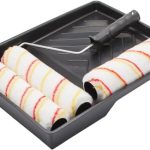 Fit For The Job 5 driedubbele verfrollers 225 mm voor verven met emulsieverf op muren en plafonds - vachtroller met gemiddelde poollengte voor gladde en semi-gladde oppervlakken, met frame en bak