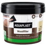 Aguaplast Woodfiller Vezelplamuur, 1 kg, gebruiksklaar voor het vullen van gaten en scheuren in hout, zonder krimp, kleur eiken