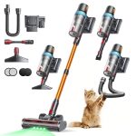 Beste steelstofzuigers 50KPA/600W Draadloze Steelstofzuiger, 65Min (ECO) Krachtige Steelstofzuiger, Inclusief 1M Flexibele Slang & Anti-Klit Borstel, Automatische Modus, Aromafunctie, voor Huisdieren/Vloeren/Tapijten/Auto