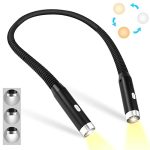 URAQT Leeslamp Oplaadbaar, 3 Kleuren 3 Helderheid Nek Led-Leeslampje, Handsfree Oogbescherming Halsleeslampje met Flexibele Arm usb-datakabel voor Het Lezen, Breien, Kamperen, Repareren (zwart)