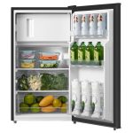 Beste koelkast voor in de schuur Comfee RCD80DK3(E) Koelkast met vriesvak, 80 liter, kleine koelkast, fruit- en groentevak, 84,5 cm hoog, 47,5 cm B, 110 kWh per jaar, instelbare temperatuurregeling, verstelbare poten, zwart
