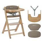 Bebeconfort Timba 2 met Kussen, Houten Meegroeistoel, Vanaf 6 maanden, Tot 110 kg, Ergonomische Baby & Kinderstoel, Past Onder De Meeste Eettafels, Afneembare Tray, Natural Wood + Beige
