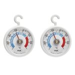TFA Dostmann set van 2 analoge koelthermometers met haak, 95.1036, handzaam, met koelzones, voor koelkast, vriezer en koelcel voor temperatuurcontrole, tot -40 °C, wit