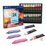 Acrylverf Set 24 x 12ml Niet Giftig Acrylverf voor Beginners Studenten Kunstenaars Canvas Hout Stof Papier Steen Keramiek, Rijke Pigmenten