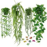 BELICOO Kunstmatige hangplant, set van 4 nepplanten met potten, hangende kunstplanten binnen, nepklimop kunstplant voor binnen en buiten, kamer, kantoor, terras, muurdecoratie