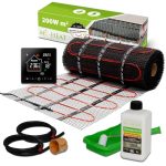 Beste vloer bij vloerverwarming Mi-Heat Elektrische vloerverwarming, 200 W/m², 4,0 m², set, vloerverwarming, verwarmingsmat, compensatiemassa, voor tegels, vinyl, parket en laminaat, inclusief thermostaat M2, wifi, zwart