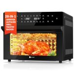 LLIVEKIT Heteluchtfriteuse XXL, 30 liter, mini-oven, convectie met 20 programma's en 9 accessoires, mini-oven met led-touchscreen, airfryer oven zonder olie met kijkvenster, twee kookmodi