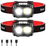Blukar Hoofdlamp Oplaadbaar (2 Pack) 2000 Lumen Super Heldere Lichtgewicht Waterdichte LED Koplamp met Rode Waarschuwingslichten, 8 Lichtmodi, Sensor, 30 Hrs Runtime voor Hardlopen, Wandelen enz.