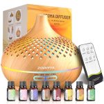 ZOVHYYA Diffuser voor Etherische Oliën 500 ml Aroma Diffuser Luchtbevochtiger 14 Leds met Afstandsbediening 3 Timer en Automatische Uitschakeling voor Woonkamer Slaapkamer Yoga Als
