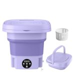 Draagbare Mini Wasmachine 8L, Opvouwbare Wasmachine met Centrifuge & Afvoerslang, Stille Motor, Snelle Wasbeurt voor Babykleding, Ondergoed & Delicates, Reis, Slaapzaal, Caravan Wasserij (Paars)