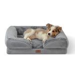Bedsure Orthopedisch Hondenbed Ergonomische Hondenbank - 71x58 Cm Hondenbank Met Eivormig Kratschuim Voor Kleine Honden, Wasbare Antislip Hondenbedden, Grijs