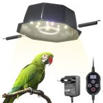 GlowUp UVB 2.4 Vogel Lamp 10W, Volledig Spectrum LED Licht voor Vogels met Kabelbestendige Kabel, Octagonale Dimbare Vogelkooi Verlichting met EU Stekker en Controller voor Parkieten, Valkparkieten