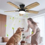 Airwit 106 cm stille plafondventilator met licht, dubbelzijdige bladen, verstelbare plafondventilatorlamp met afstandsbediening en omkeerbare gelijkstroommotor voor slaapkamer en woonkamer, 6