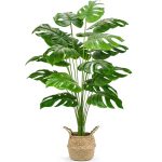 Der Rose 44 inch hoge nepplanten met mand grote kunstmatige monstera-planten binnen, eenvoudige montage kunstboom voor buiten kantoor woonkamer slaapkamer huis appartement decor