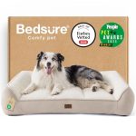Bedsure Wasbare Mand voor Grote Honden - 106x76cm Extra Dikke Ondersteunende Hondensofa met Waterdichte Hoes, Antislip Mand in Zachte Sherpa Stof, Room