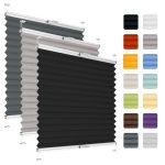PLISART Plisségordijn zonder boren - thermo plissé rolgordijn met kleefmontage op het raamkozijn, zonwering en inkijkbescherming, ondoorzichtig, voor raam en deur - 40 x 80 cm, Zwart